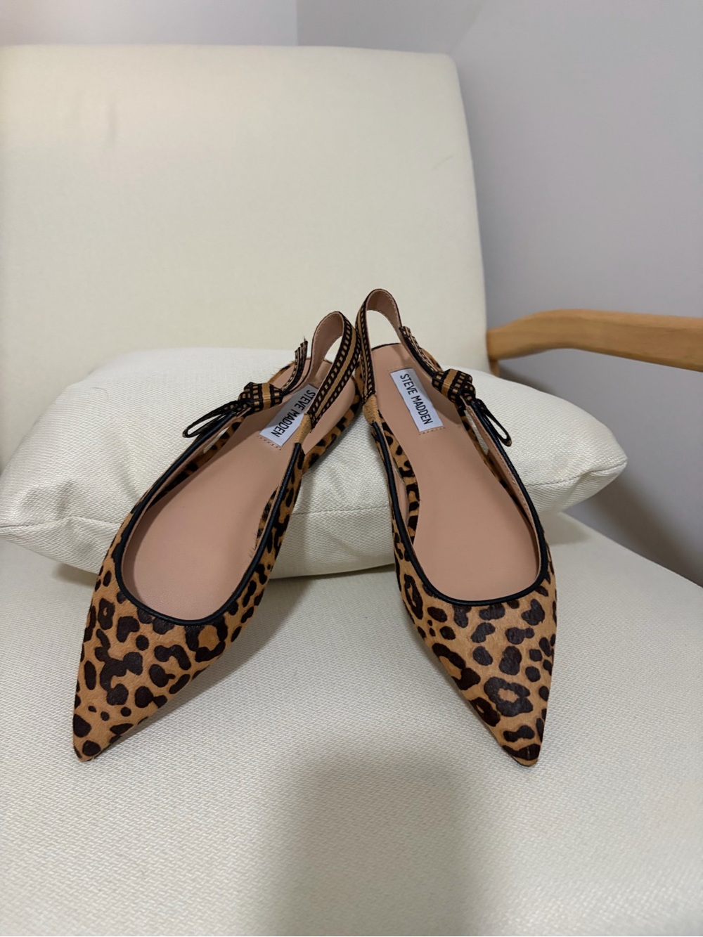 Steve Madden Leopard Print Pointed Toe Slingback Flats
